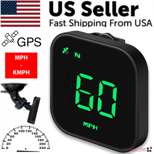 Digital Car HUD GPS Speedometer Head Up Display MPH KMH Compass