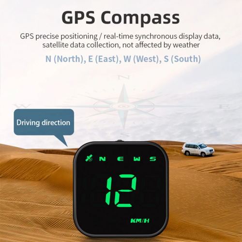 Digital Car HUD GPS Speedometer Head Up Display MPH KMH Compass