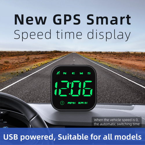 Digital Car HUD GPS Speedometer Head Up Display MPH KMH Compass