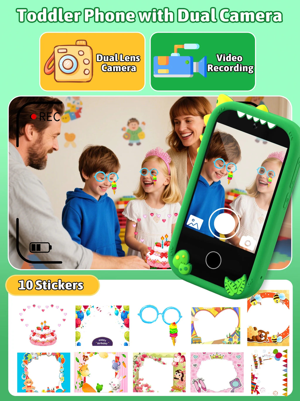 [Kids Smart Phone | Toy] 2.8-inch High-definition Kids Smart Phone Toy | Puzzle Games, Storybooks, Video Recording, Music Player