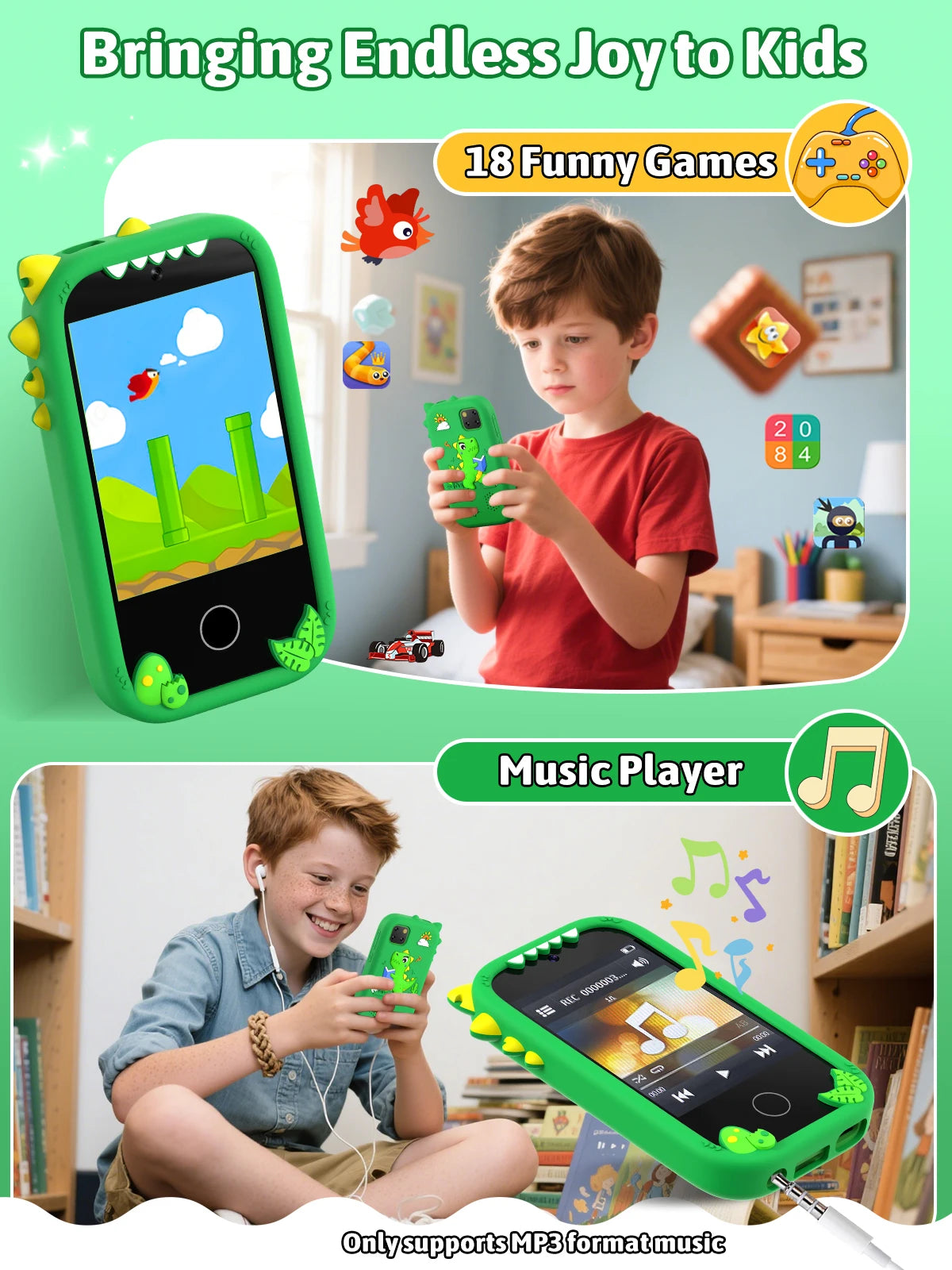 [Kids Smart Phone | Toy] 2.8-inch High-definition Kids Smart Phone Toy | Puzzle Games, Storybooks, Video Recording, Music Player