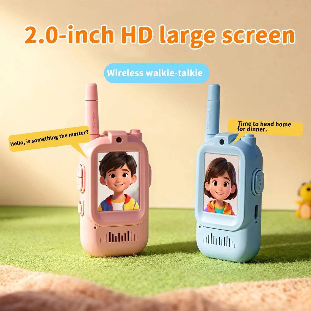 Kids Video Walkie Talkie with 2" HD Screen USB-C Rechargeable One-Click HD Call Intercom For Children Gadgets Technology Gift