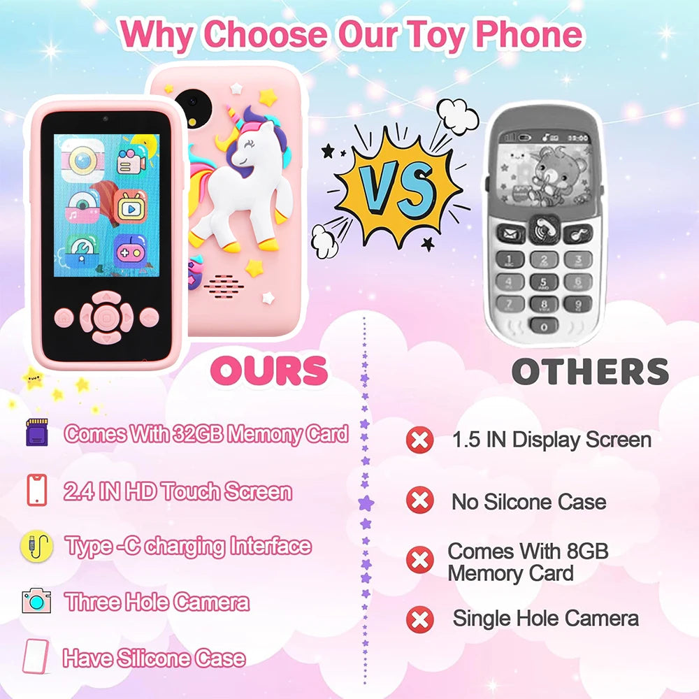 kids Smart Phone Toys MP3 Music Player Puzzle Games Baby Learning Toys for 3-8 years Old Girls Boys Best Birthday Chritmas Gifts