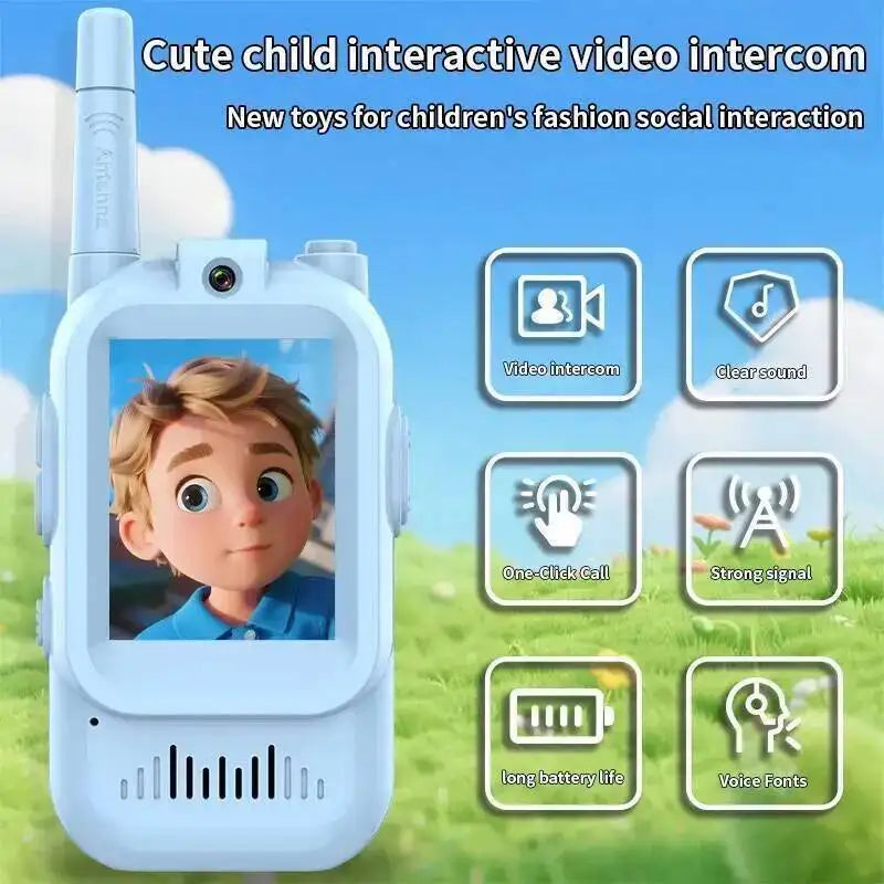 Kids Video Walkie Talkie with 2" HD Screen USB-C Rechargeable One-Click HD Call Intercom For Children Gadgets Technology Gift